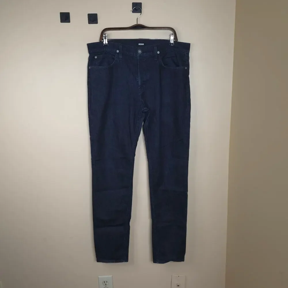 Hudson Jeans Collin Mid-Rise Skinny Button Fly Jean in Dark Wash Size 36x33